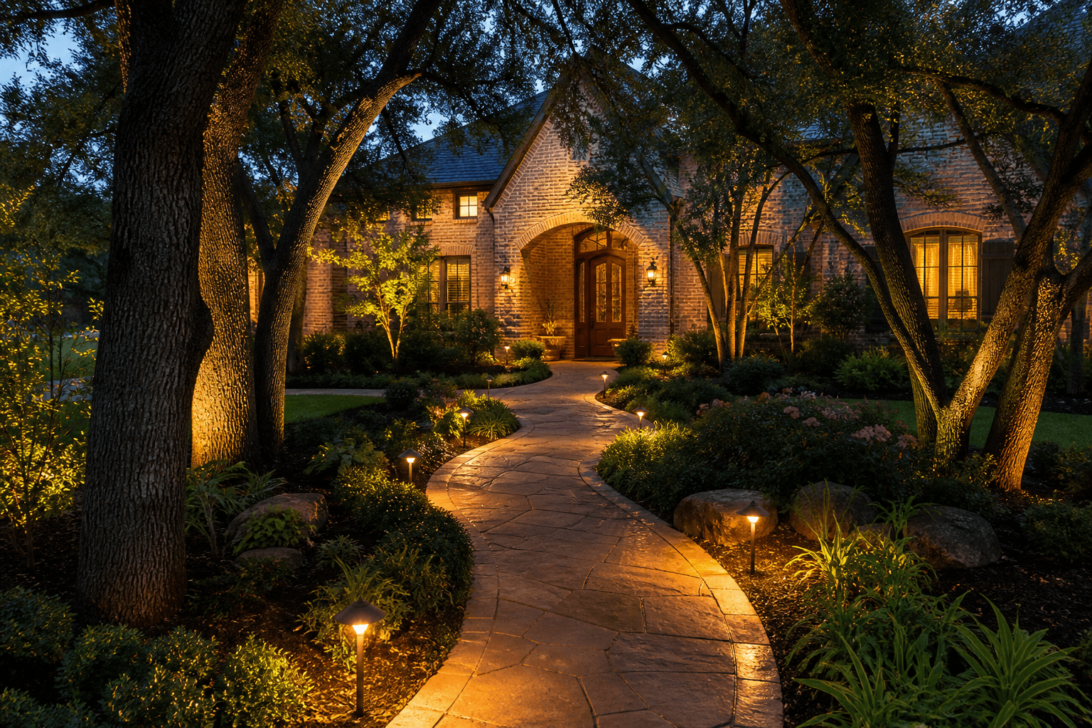 Landscape lighting installation in Magnolia, TX