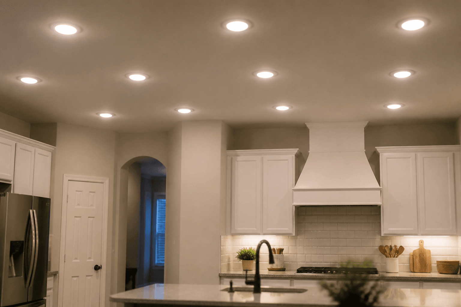 Recessed lighting and chandeliers